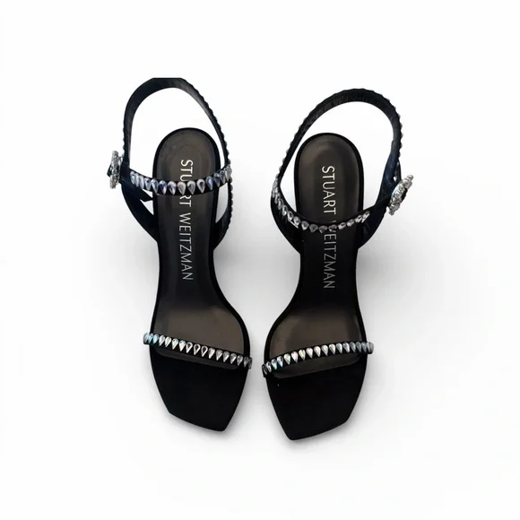 Stuart Weitzman Black Heels with Silver Embellishments - Picture 4 of 9